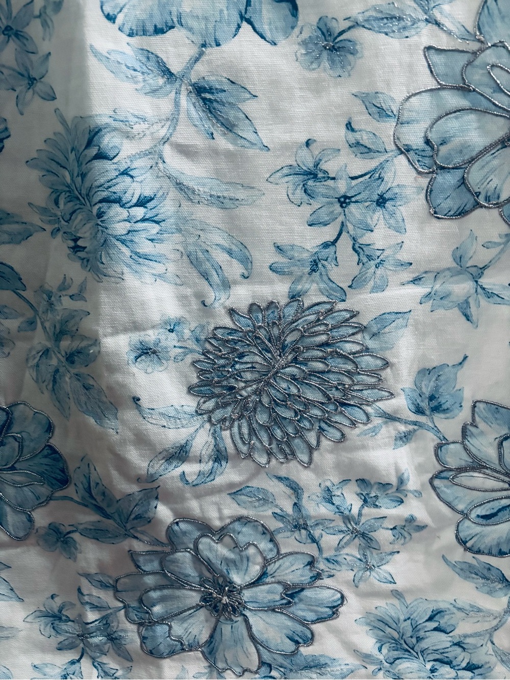 Blue Floral Embroidered Table Linen 100% cotton
